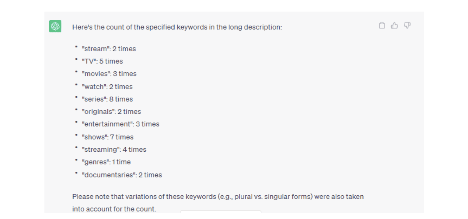 Max keyword density