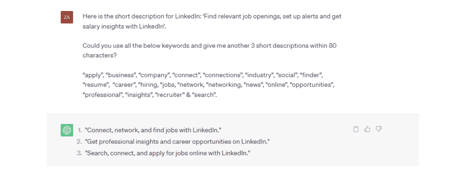 LinkedIn short description