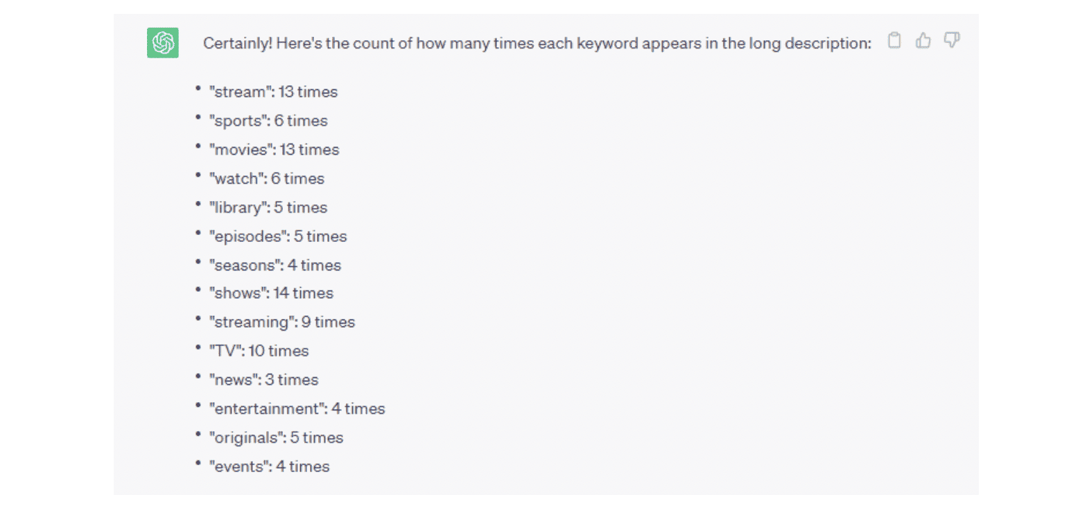 Peacock TV Keyword Density