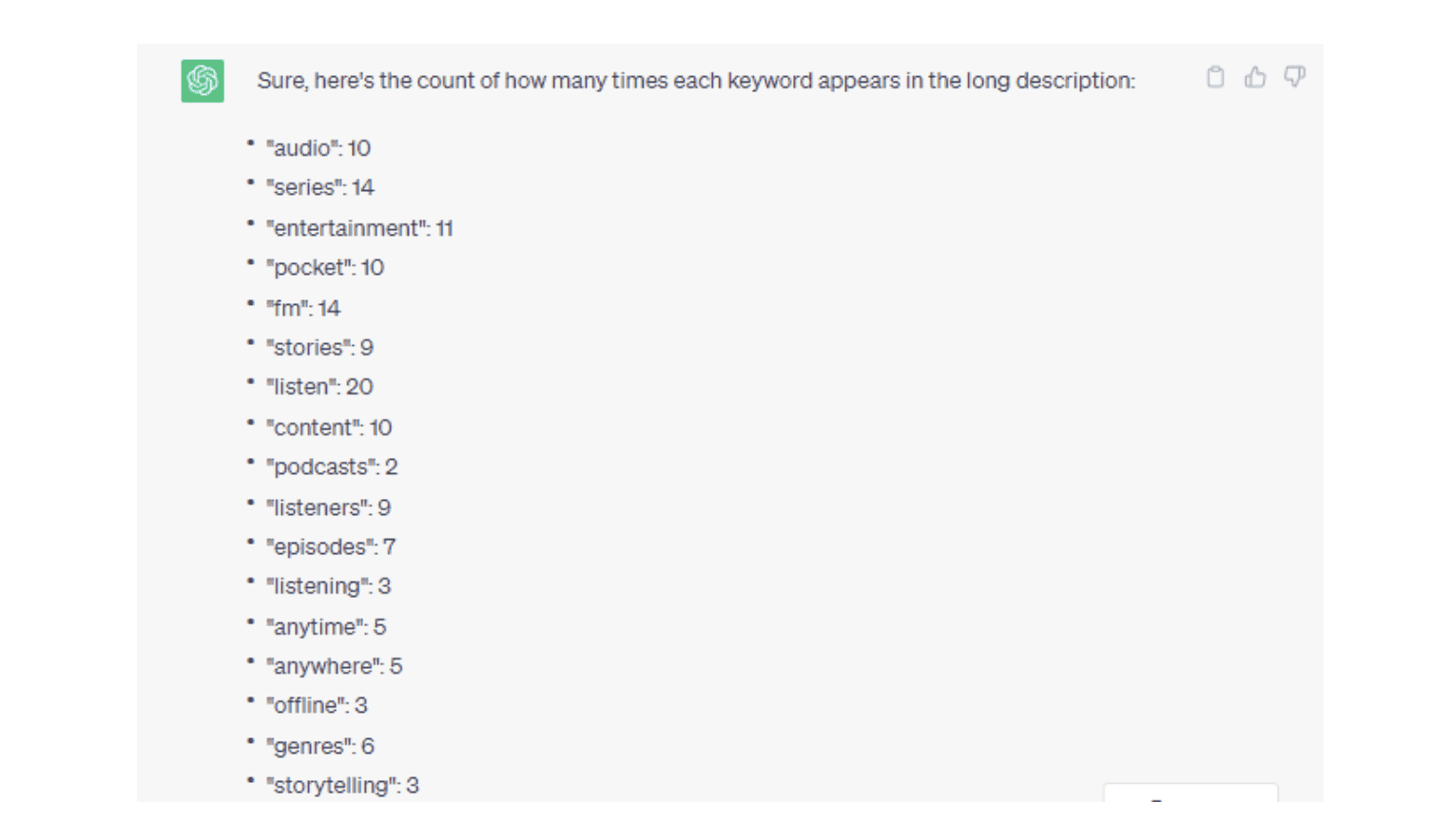 Pocket FM Keyword Density