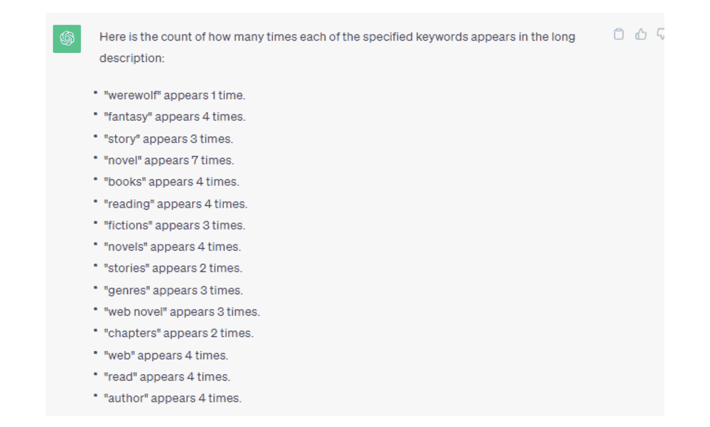 GoodNovel Keyword Density