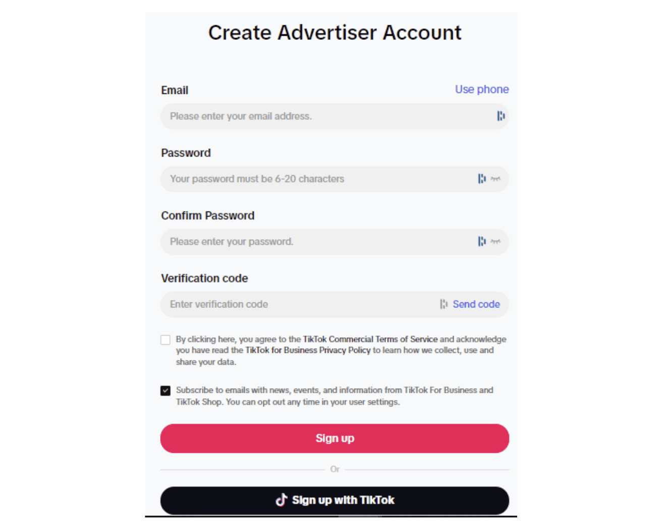 Create your TikTok account