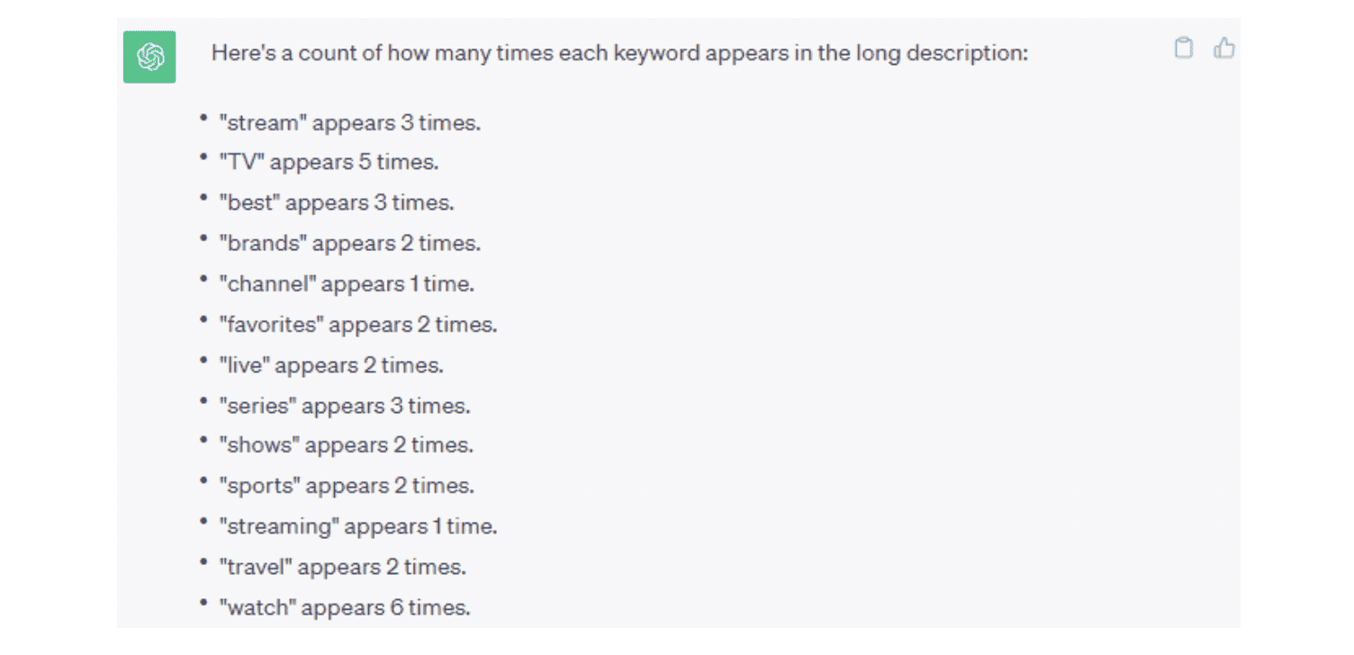 discovery+ keyword density