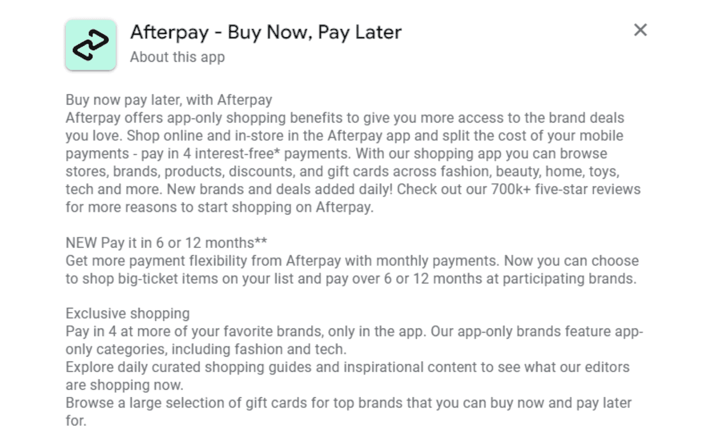 Afterpay Long Description