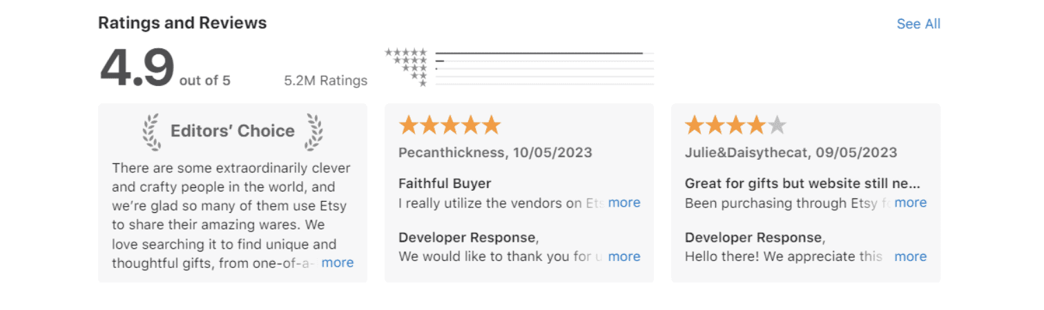 Etsy Ratings