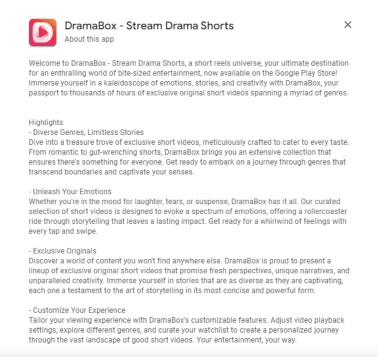 DramaBox Long Description