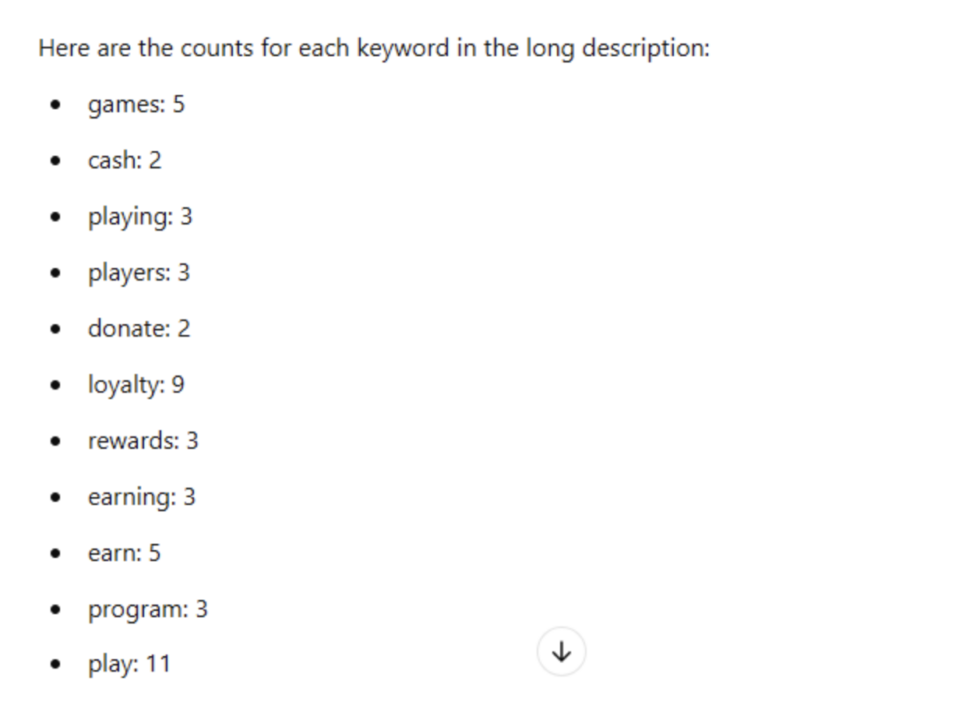 JustPlay Keywords Density